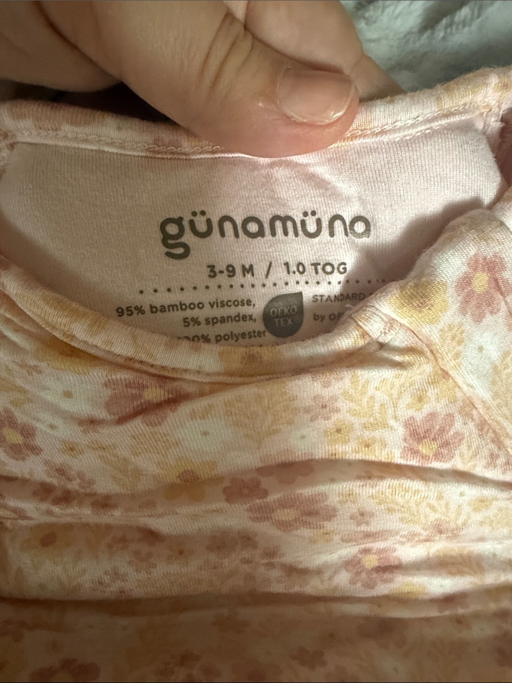 GUNAMUNA Floral Bamboo-Blend Baby Sleep Sack in Peach-Pink